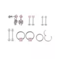 Multi-Pack Pink CZ Bow Silver-Tone Titanium Ear Party 6 Pair - 16 and 20 Gauge at Spencer's