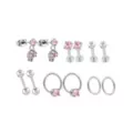 Multi-Pack Pink CZ Bow Silver-Tone Titanium Ear Party 6 Pair - 16 and 20 Gauge at Spencer's
