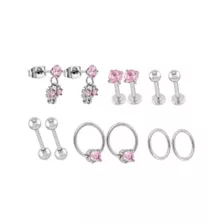 Multi-Pack Pink CZ Bow Silver-Tone Titanium Ear Party 6 Pair - 16 and 20 Gauge at Spencer's