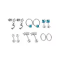 Multi-Pack Blue and Clear CZ Celestial Silver-Tone Titanium Ear Party 6 Pair - 16 and 20 Gauge at Spencer's