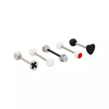 Multi-Pack Red and Black Heart Screw Titanium Barbells 5 Pack - 14 Gauge at Spencer's