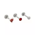 Multi-Pack Red CZ Devil Heart Titanium Cartilage Barbells 3 Pack - 16 Gauge at Spencer's