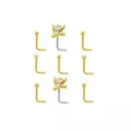 Multi-Pack CZ Butterfly Gold-Tone L-Bend Nose Rings 9 Pack - 20 Gauge at Spencer's