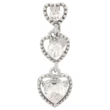 CZ Triple Heart Silver-Tone Titanium Dangle Belly Ring - 14 Gauge at Spencer's