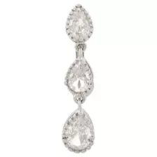 CZ Triple Tear Drop Silver-Tone Titanium Dangle Belly Ring - 14 Gauge at Spencer's