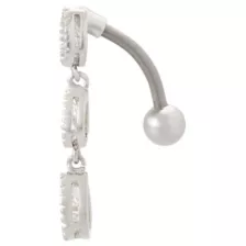 CZ Triple Tear Drop Silver-Tone Titanium Dangle Belly Ring - 14 Gauge at Spencer's