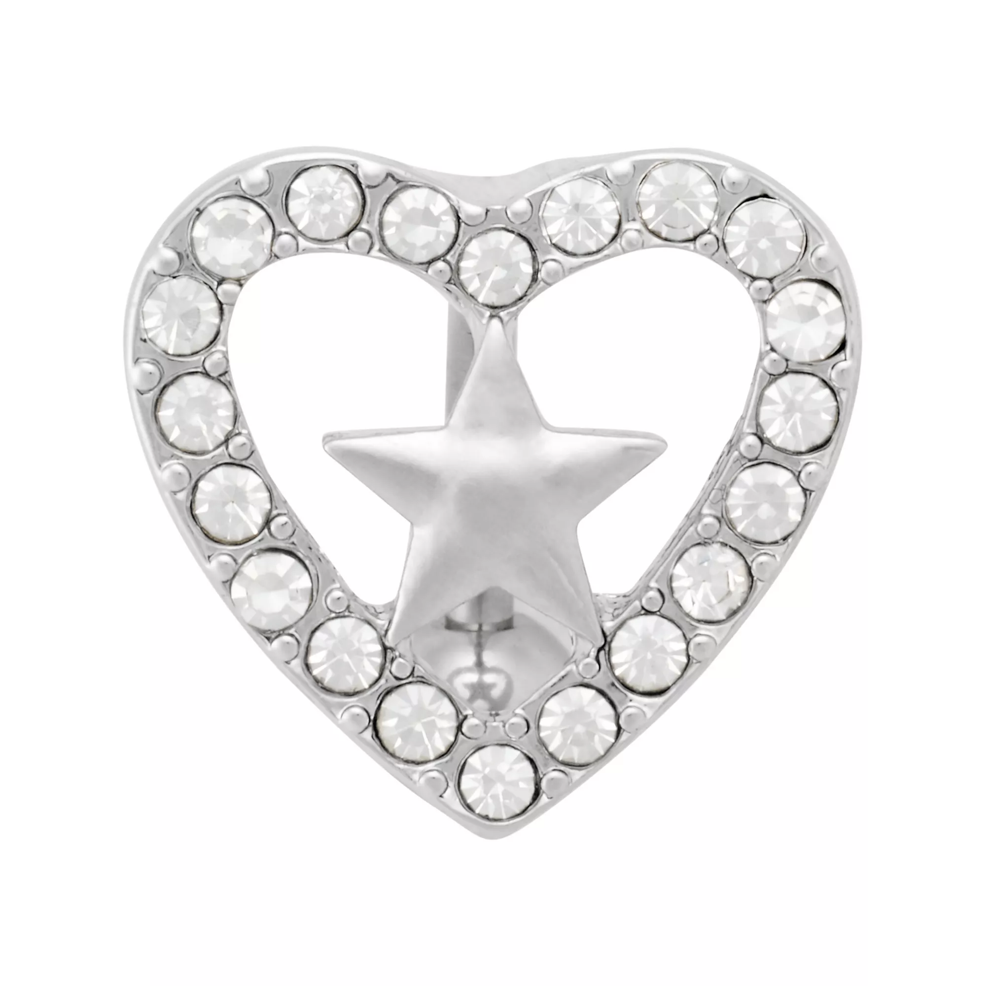 CZ Star and Heart Floating Titanium Belly Ring - 14 Gauge at Spencer's