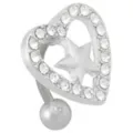 CZ Star and Heart Floating Titanium Belly Ring - 14 Gauge at Spencer's