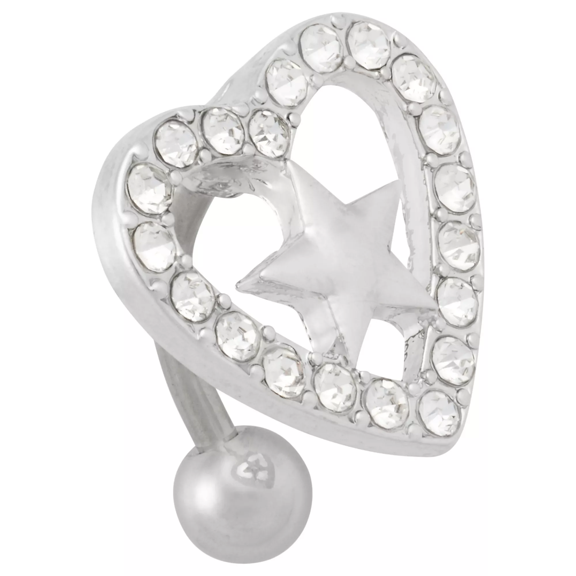 CZ Star and Heart Floating Titanium Belly Ring - 14 Gauge at Spencer's