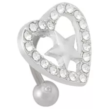 CZ Star and Heart Floating Titanium Belly Ring - 14 Gauge at Spencer's