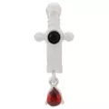 Red Black CZ Dagger Titanium Hinged Hoop Dangle Belly Ring - 14 Gauge at Spencer's