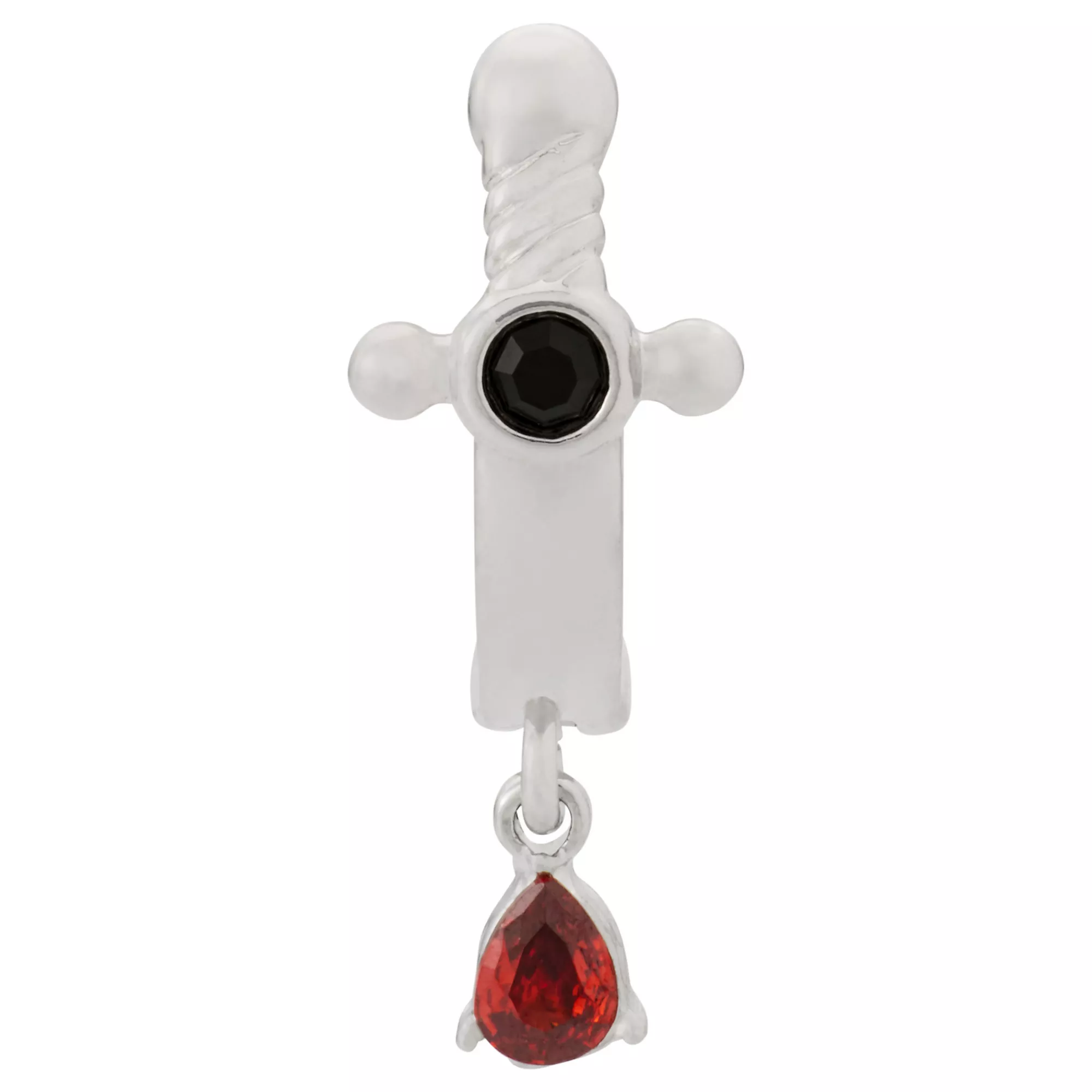 Red Black CZ Dagger Titanium Hinged Hoop Dangle Belly Ring - 14 Gauge at Spencer's