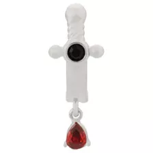 Red Black CZ Dagger Titanium Hinged Hoop Dangle Belly Ring - 14 Gauge at Spencer's
