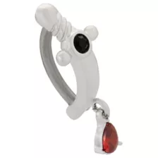 Red Black CZ Dagger Titanium Hinged Hoop Dangle Belly Ring - 14 Gauge at Spencer's