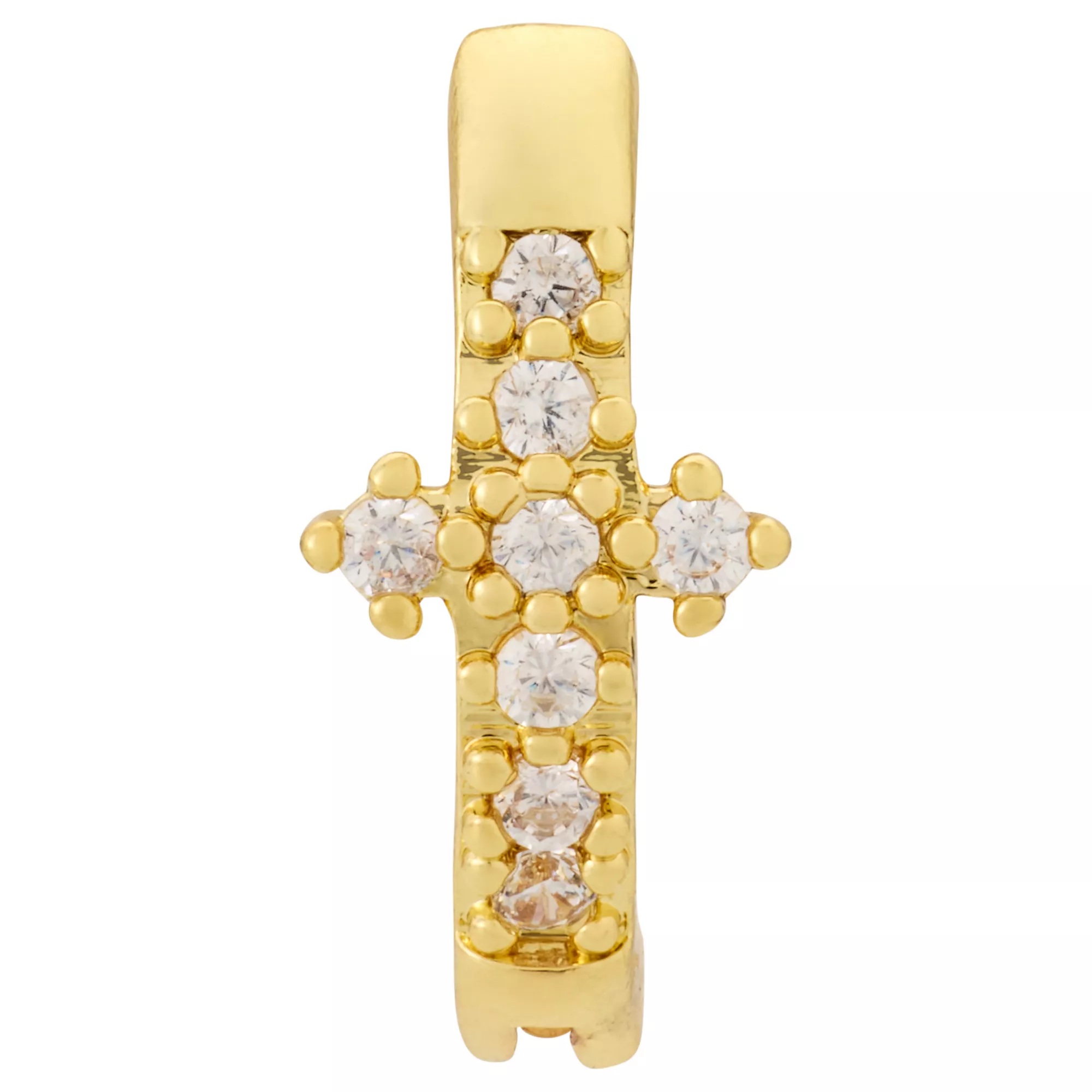 CZ Cross Gold-Tone Titanium Hinged Hoop Belly Ring - 14 Gauge at Spencer's