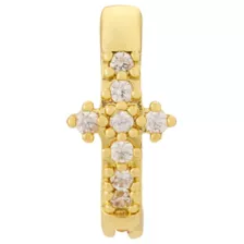 CZ Cross Gold-Tone Titanium Hinged Hoop Belly Ring - 14 Gauge at Spencer's