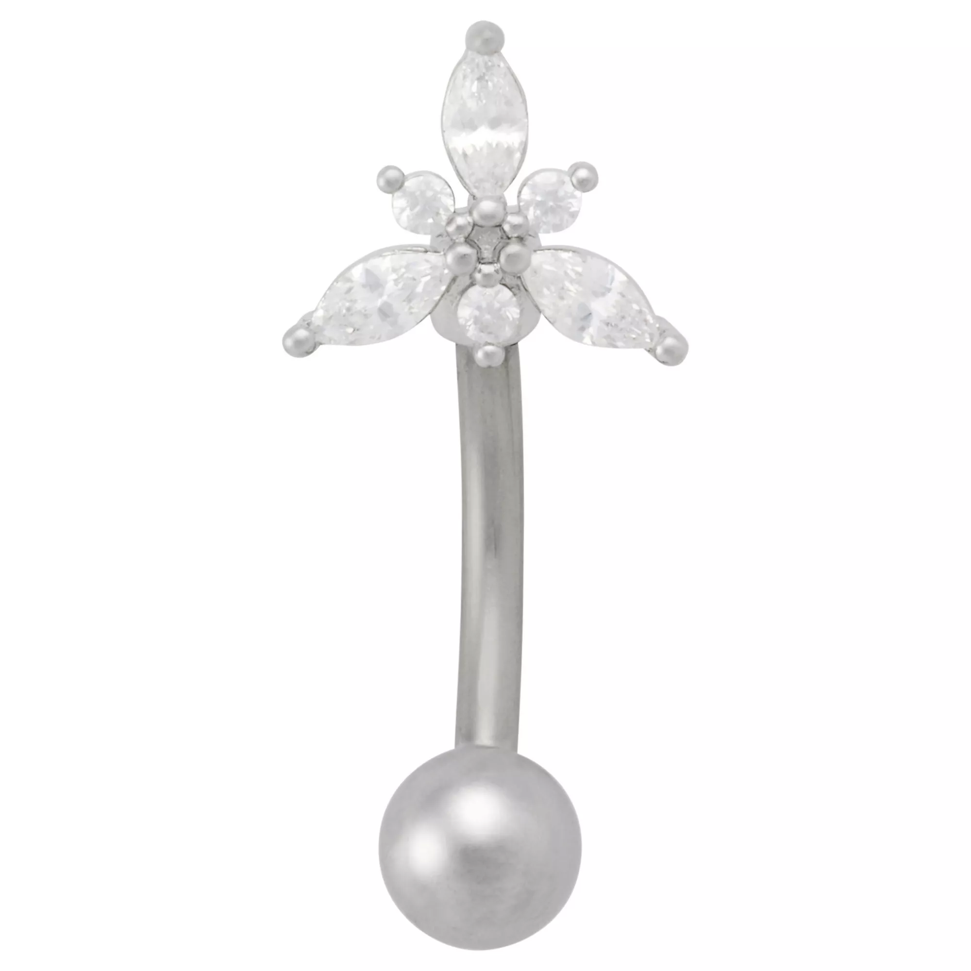CZ Flower Floating Titanium Belly Ring - 14 Gauge at Spencer's