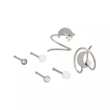 Multi-Pack CZ Moon Titanium Pin and Spiral Double Hoop Nose Rings 6 Pack - 20 Gauge at Spencer's