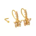 Multi-Pack CZ Butterfly Spike Gold-Plated Titanium L-Bend and Dangle Hoop Nose Rings 3 Pack - 20 Gauge at Spencer's