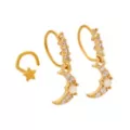 Multi-Pack CZ Moon Star Gold-Plated Titanium L-Bend and Dangle Hoop Nose Rings 3 Pack - 20 Gauge at Spencer's