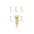 Multi-Pack Mixed Metal Butterfly Dangle L-Bend Nose Rings - 6 Pack at Spencer's