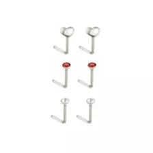 Multi-Pack Titanium Heart L-Bend Nose Rings 6 Pack - 20 Gauge at Spencer's