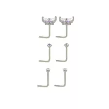 Multi-Pack Titanium Purple CZ Butterfly L-Bend Nose Rings 6 Pack - 20 Gauge at Spencer's