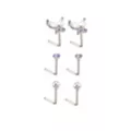 Multi-Pack Titanium Purple CZ Butterfly L-Bend Nose Rings 6 Pack - 20 Gauge at Spencer's