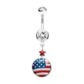 CZ American Flag Star Titanium Dangle Belly Ring - 14 Gauge at Spencer's