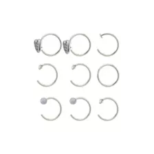 Multi-Pack CZ Heart Titanium Hoop and Half Hoop Nose Rings 9 Pack - 20 Gauge at Spencer's
