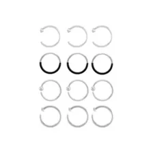 Multi-Pack Clear CZ Black and Silver-Tone Titanium Nose Hoops 12 Pack - 20 Gauge at Spencer's