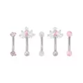 Multi-Pack CZ Pink Shine Titanium Curved Barbells 5 Pack - 14 Gauge at Spencer's