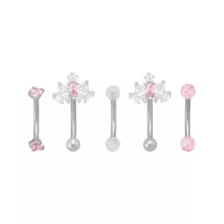 Multi-Pack CZ Pink Shine Titanium Curved Barbells 5 Pack - 14 Gauge at Spencer's