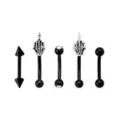 Multi-Pack CZ Skeleton Hands Titanium Curved Barbells 5 Pack - 14 Gauge at Spencer's
