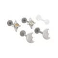 Multi-Pack Titanium Silver-Tone Flatback Moon Labret Lip Rings 5 Pack - 14 Gauge at Spencer's