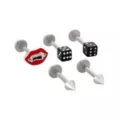 Multi-Pack Titanium Silver-Tone Flatback Dice Labret Lip Rings 5 Pack - 14 Gauge at Spencer's