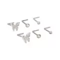 Multi-Pack CZ Butterfly Spike Titanium L-Bend Nose Rings 6 Pack - 20 Gauge at Spencer's