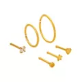 Multi-Pack ASTM F-136 Titanium CZ Star Heart Gold-Plated Nose Rings 6 Pack - 20 Gauge at Spencer's