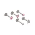 Multi-Pack ASTM F-136 Titanium Pink CZ Labret Lip Rings 5 Pack - 16 Gauge at Spencer's