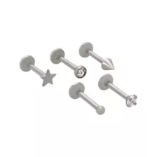 Multi-Pack ASTM F-136 Titanium CZ Star Labret Lip Rings 5 Pack - 16 Gauge at Spencer's