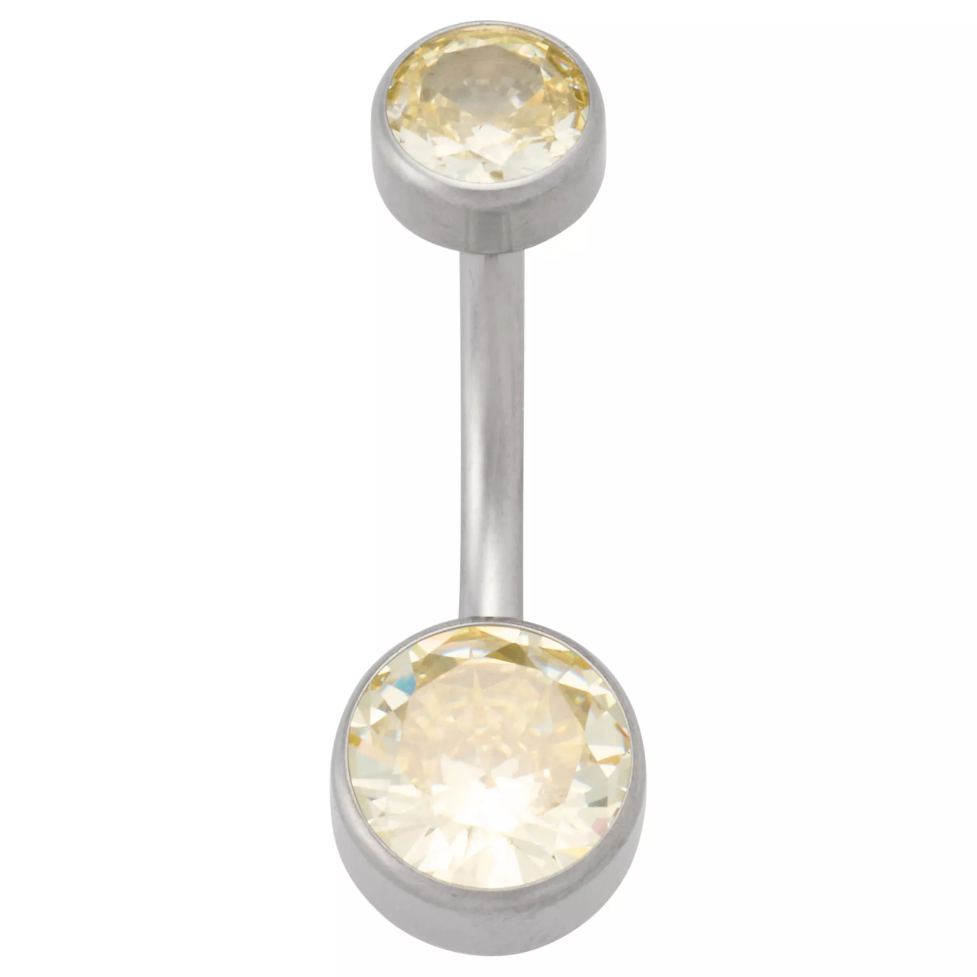 ASTM F-136 Titanium Silver-Plated CZ Belly Ring - 14 Gauge at Spencer's