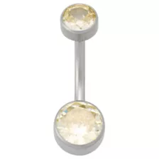 ASTM F-136 Titanium Silver-Plated CZ Belly Ring - 14 Gauge at Spencer's