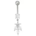 CZ Leaf Titanium Silver-Plated Dangle Belly Ring - 14 Gauge at Spencer's
