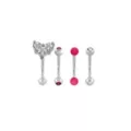 Multi-Pack Pink CZ Heart Titanium Curved Barbells 4 Pack - 16 Gauge at Spencer's