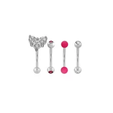 Multi-Pack Pink CZ Heart Titanium Curved Barbells 4 Pack - 16 Gauge at Spencer's
