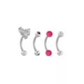 Multi-Pack Pink CZ Heart Titanium Curved Barbells 4 Pack - 16 Gauge at Spencer's