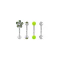 Multi-Pack Green CZ Flower Titanium Curved Barbells 4 Pack - 16 Gauge at Spencer's