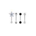 Multi-Pack Blue CZ Flower Titanium Curved Barbells 4 Pack - 16 Gauge at Spencer's