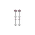 Multi-Pack CZ and Opalite Flower Titanium Labret Lip Rings 4 Pack - 16 Gauge at Spencer's