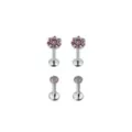 Multi-Pack CZ and Opalite Flower Titanium Labret Lip Rings 4 Pack - 16 Gauge at Spencer's